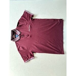 Denim & Flower Ricky Singh Mens Large Burgundy Short Sleeve Polo Shirt Pocket